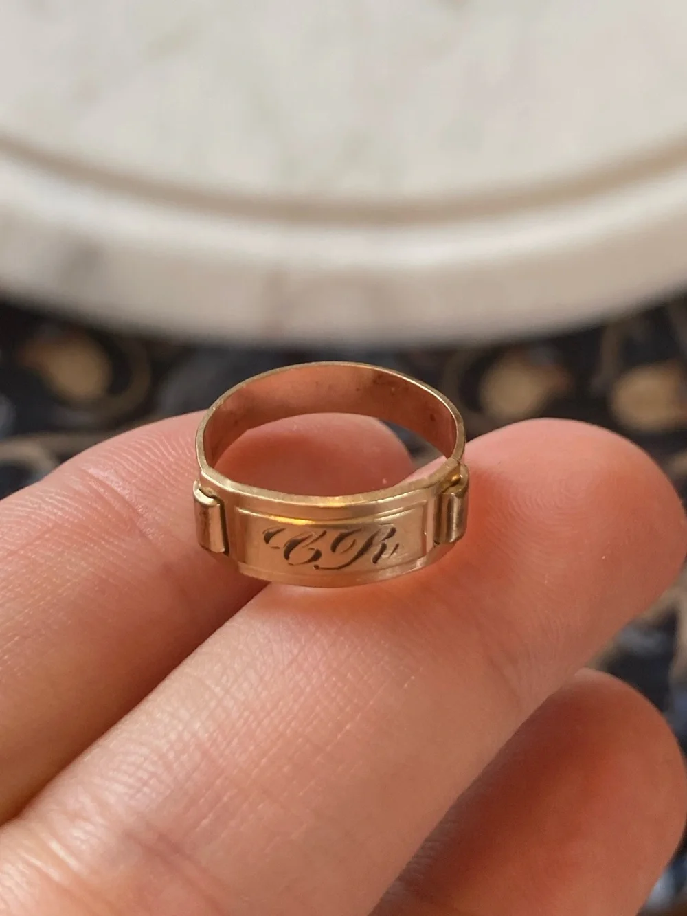 Antique “CR” Monogram Gold-Filled Ring Signed Maker’s Mark